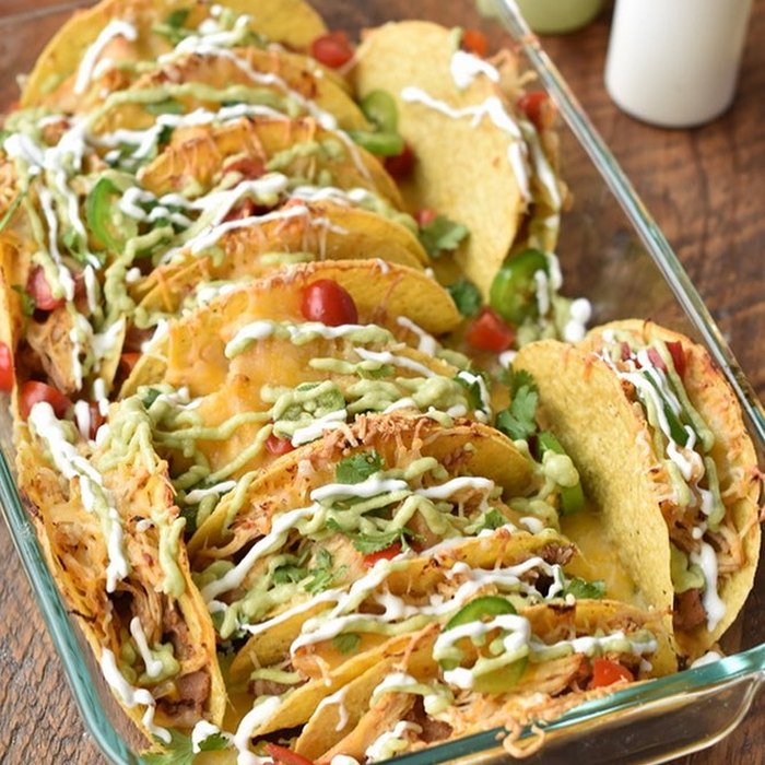 Crock Pot Chicken Baked Tacos — Quick