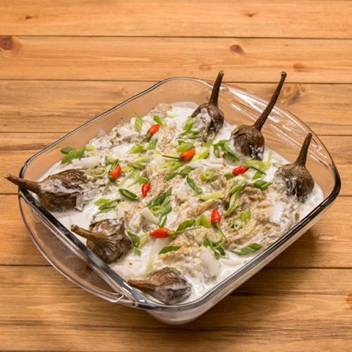 Grilled eggplant with coconut milk — Easy